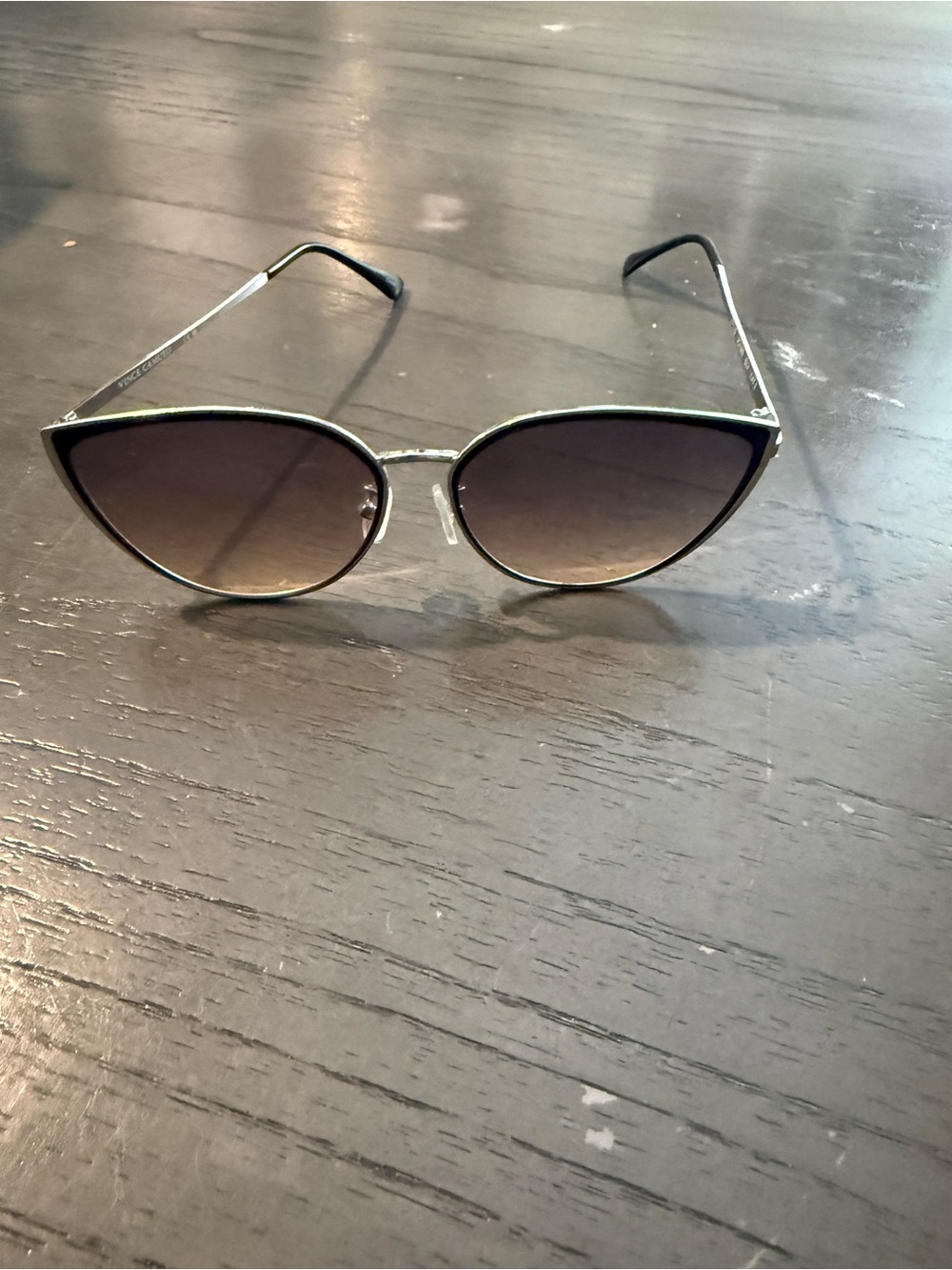 Vince Camuto Cat Eye Sunglasses Silver Metal Frame Gradient Lens Chic Minimalist